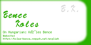 bence koles business card